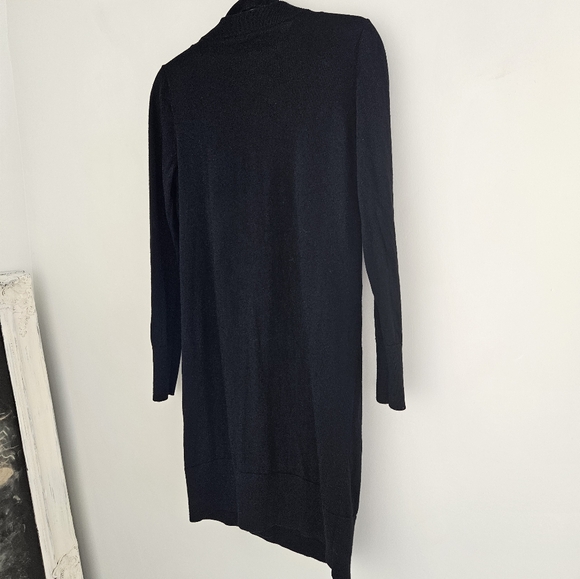 COS Black Merino Wool Draped Button Long Sleeve Dress - Picture 13 of 15